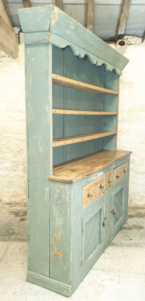 C19TH RUSTIC PAINTED IRISH PINE DRESSER COUNTRY FARMHOUSE - ADDITIONAL PHOTO 6
