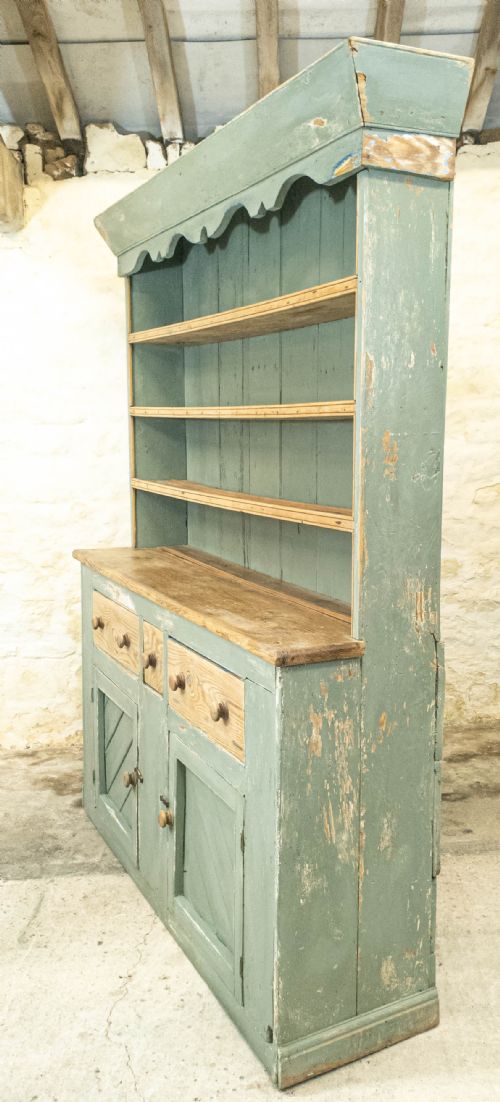 C19TH RUSTIC PAINTED IRISH PINE DRESSER COUNTRY FARMHOUSE - ADDITIONAL PHOTO 7