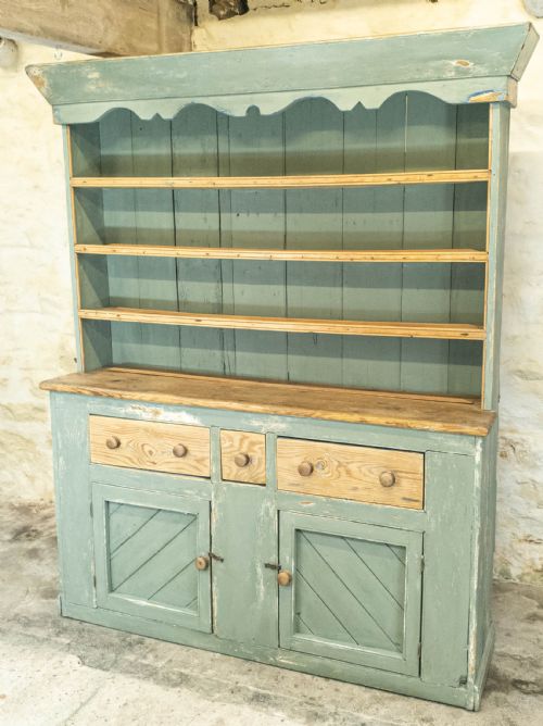 C19TH RUSTIC PAINTED IRISH PINE DRESSER COUNTRY FARMHOUSE - ADDITIONAL PHOTO 9