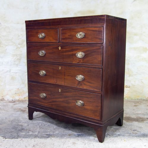 REGENCY CADDY TOP MAHOGANY INLAID CHEST OF DRAWERS - ADDITIONAL PHOTO 2