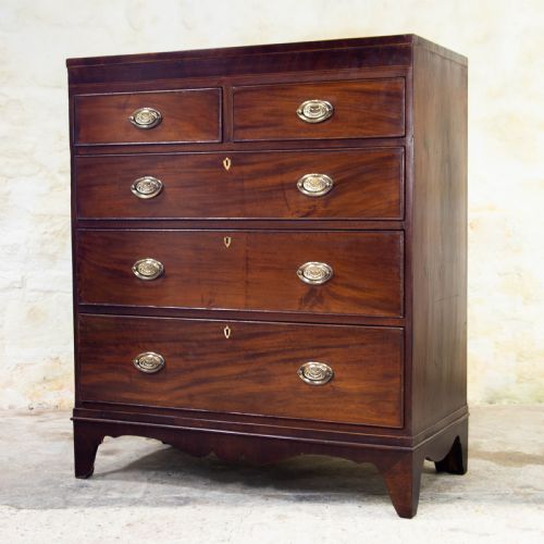 REGENCY CADDY TOP MAHOGANY INLAID CHEST OF DRAWERS - ADDITIONAL PHOTO 3