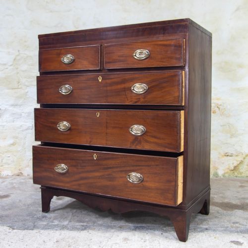 REGENCY CADDY TOP MAHOGANY INLAID CHEST OF DRAWERS - ADDITIONAL PHOTO 4