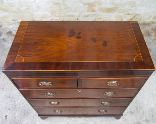 REGENCY CADDY TOP MAHOGANY INLAID CHEST OF DRAWERS - ADDITIONAL PHOTO 6