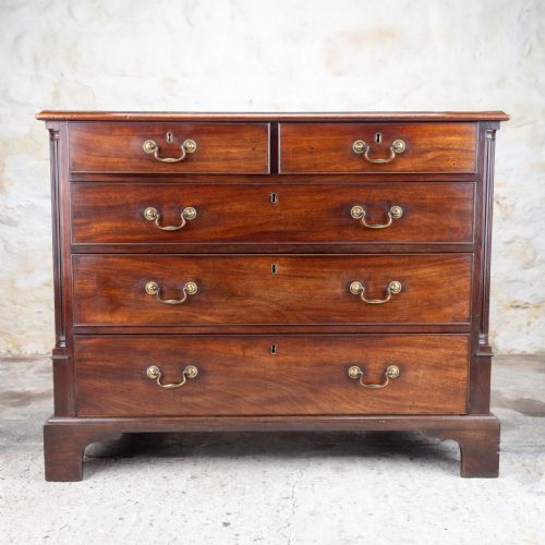 georgian mahogany inlaid crossbanded chest of drawers george iii - CATEGORY: ANTIQUE CHEST OF DRAWERS - DATED GEORGIAN
