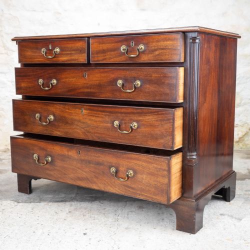 GEORGIAN MAHOGANY INLAID CROSSBANDED CHEST OF DRAWERS GEORGE III - ADDITIONAL PHOTO 2
