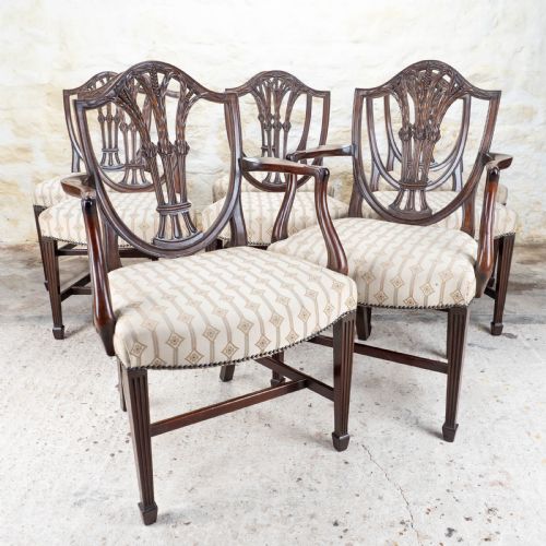 SET OF 8 GEORGIAN HEPPLEWHITE MAHOGANY DINING CHAIRS CARVERS C19TH - ADDITIONAL PHOTO 3