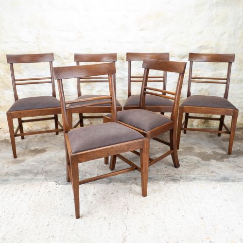 set of 6 georgian leather mahogany country dining chairs - CATEGORY: ANTIQUE CHAIRS - DATED GEORGIAN