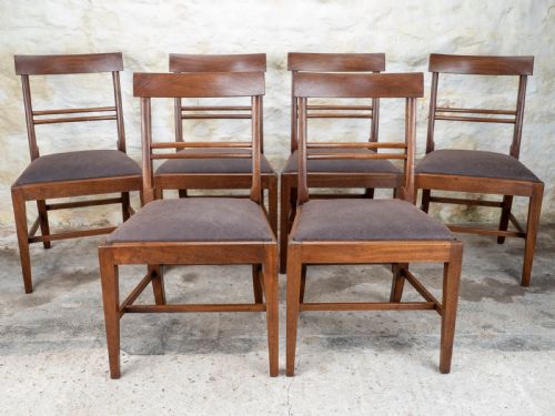 SET OF 6 GEORGIAN LEATHER MAHOGANY COUNTRY DINING CHAIRS - ADDITIONAL PHOTO 1