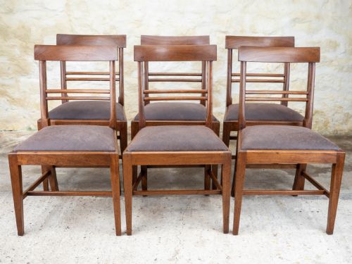 SET OF 6 GEORGIAN LEATHER MAHOGANY COUNTRY DINING CHAIRS - ADDITIONAL PHOTO 2