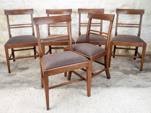 SET OF 6 GEORGIAN LEATHER MAHOGANY COUNTRY DINING CHAIRS - ADDITIONAL PHOTO 4