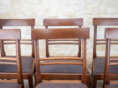 SET OF 6 GEORGIAN LEATHER MAHOGANY COUNTRY DINING CHAIRS - ADDITIONAL PHOTO 5
