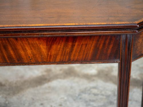 GEORGIAN MAHOGANY TULIPWOOD CROSS BANDED CONSOLE FOLDOVER TEA TABLE - ADDITIONAL PHOTO 8