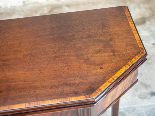 GEORGIAN MAHOGANY TULIPWOOD CROSS BANDED CONSOLE FOLDOVER TEA TABLE - ADDITIONAL PHOTO 10