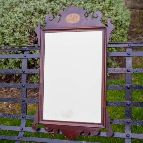 georgian fretwork inlaid mahogany pier glass wall mirror - CATEGORY: ANTIQUE MIRRORS - DATED 19TH CENTURY