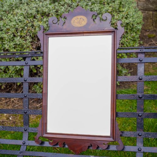 GEORGIAN FRETWORK INLAID MAHOGANY PIER GLASS WALL MIRROR - ADDITIONAL PHOTO 4