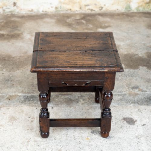 C17TH LATER SMALL OAK JOINT STOOL CAROLEAN JACOBEAN - ADDITIONAL PHOTO 1