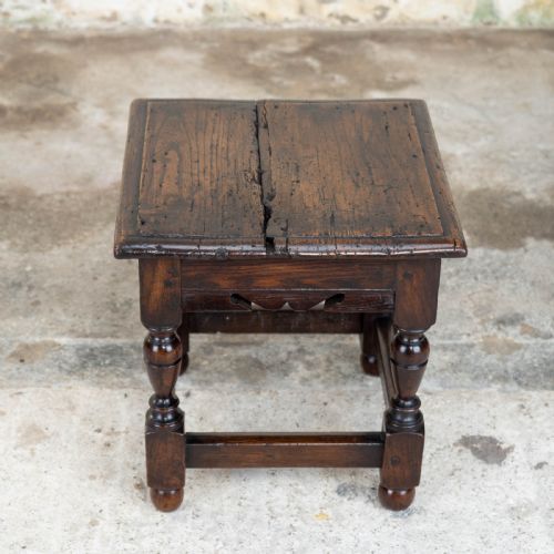C17TH LATER SMALL OAK JOINT STOOL CAROLEAN JACOBEAN - ADDITIONAL PHOTO 2