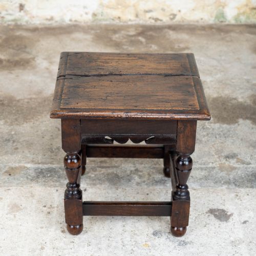C17TH LATER SMALL OAK JOINT STOOL CAROLEAN JACOBEAN - ADDITIONAL PHOTO 4