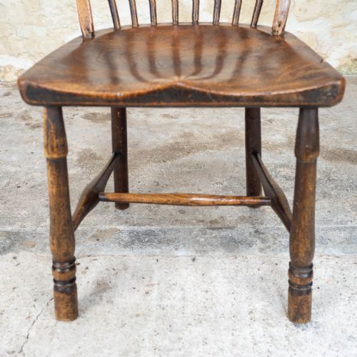 EARLY C19TH ELM ASH COUNTRY WINDSOR CHAIR GEORGIAN - ADDITIONAL PHOTO 4
