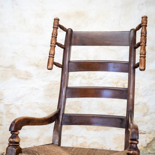 C19TH ELM ASH COUNTRY LADDERBACK ROCKING ARMCHAIR - ADDITIONAL PHOTO 8