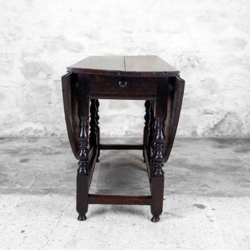 CHARLES II ELM OAK GATELEG COUNTRY DINING TABLE - ADDITIONAL PHOTO 5