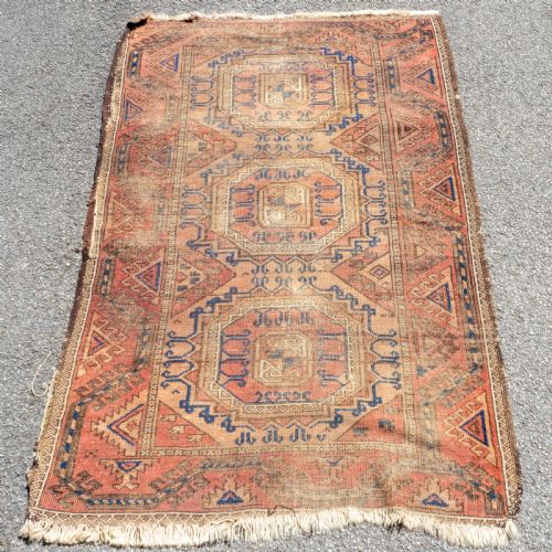 afghan tekke bokhara handwoven oriental rug 4'11x2'11 149x90cm - CATEGORY: ANTIQUE RUGS - DATED 19TH CENTURY