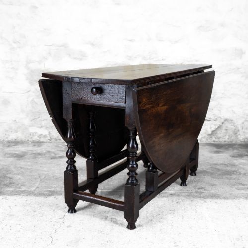 CHARLES II ELM OAK GATELEG COUNTRY DINING TABLE CAROLEAN - ADDITIONAL PHOTO 1