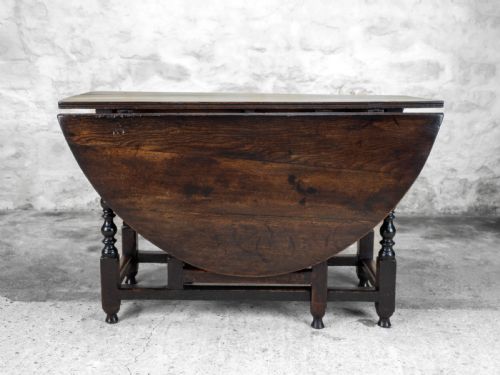 CHARLES II ELM OAK GATELEG COUNTRY DINING TABLE CAROLEAN - ADDITIONAL PHOTO 3