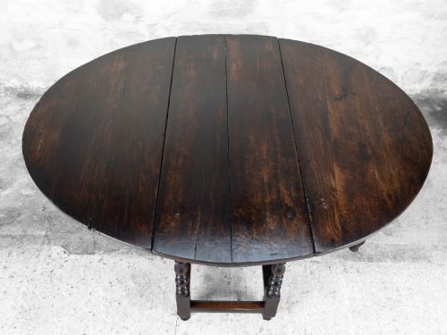 CHARLES II ELM OAK GATELEG COUNTRY DINING TABLE CAROLEAN - ADDITIONAL PHOTO 9