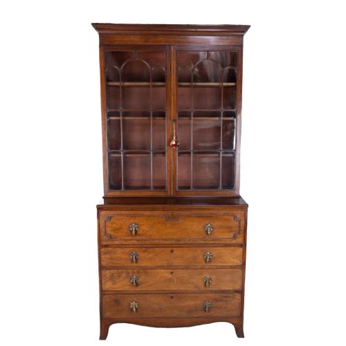 regency mahogany secretaire bookcase georgian george iii iv - CATEGORY: ANTIQUE BOOKCASES - DATED 19TH CENTURY