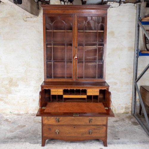 REGENCY MAHOGANY SECRETAIRE BOOKCASE GEORGIAN GEORGE III IV - ADDITIONAL PHOTO 3