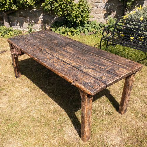 RECLAIMED TIMBER EARLY C20TH WORKBENCH VICE INDUSTRIAL TABLE - ADDITIONAL PHOTO 2