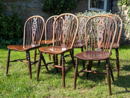 EARLY C19TH SET OF 6 WINDSOR WHEELBACK ELM ASH COUNTRY DINING CHAIRS - ADDITIONAL PHOTO 3