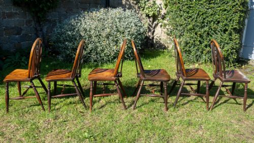 EARLY C19TH SET OF 6 WINDSOR WHEELBACK ELM ASH COUNTRY DINING CHAIRS - ADDITIONAL PHOTO 11