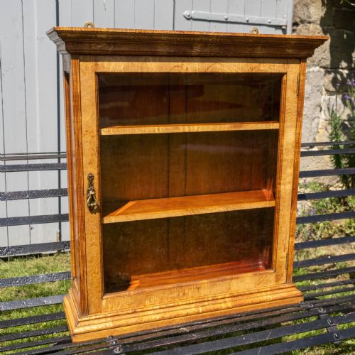BURR ELM GEORGIAN STYLE WALL HANGING DISPLAY CABINET - ADDITIONAL PHOTO 1
