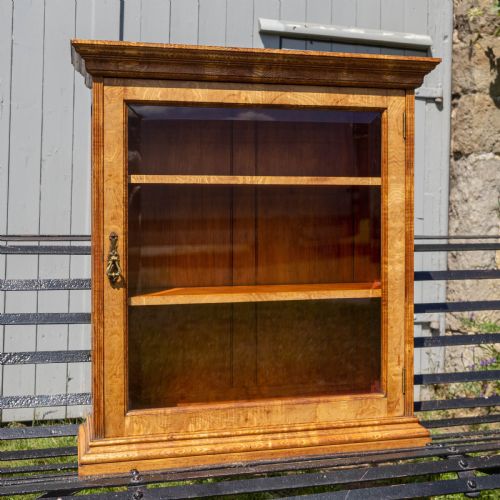 BURR ELM GEORGIAN STYLE WALL HANGING DISPLAY CABINET - ADDITIONAL PHOTO 2