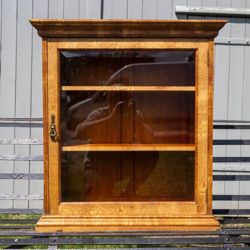 BURR ELM GEORGIAN STYLE WALL HANGING DISPLAY CABINET - ADDITIONAL PHOTO 4