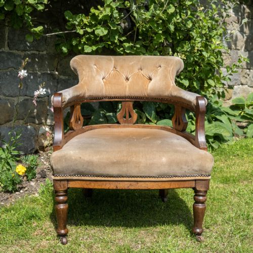 VICTORIAN OAK TUB ARMCHAIR - ADDITIONAL PHOTO 1
