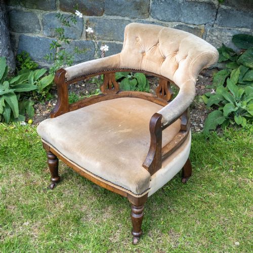 VICTORIAN OAK TUB ARMCHAIR - ADDITIONAL PHOTO 2