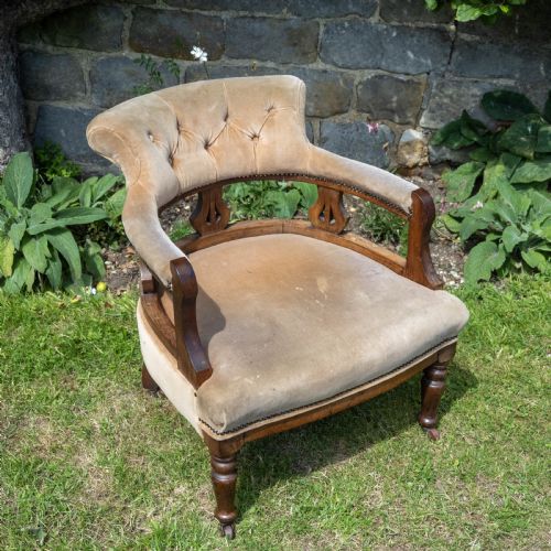 VICTORIAN OAK TUB ARMCHAIR - ADDITIONAL PHOTO 4