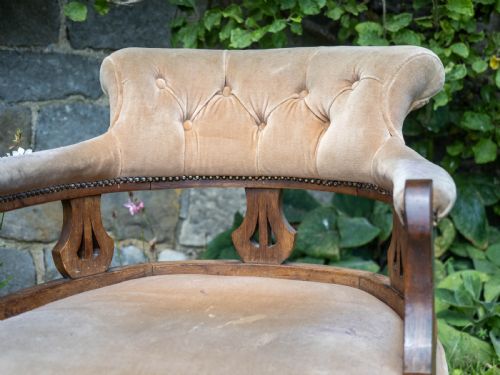 VICTORIAN OAK TUB ARMCHAIR - ADDITIONAL PHOTO 5