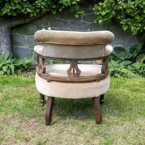 VICTORIAN OAK TUB ARMCHAIR - ADDITIONAL PHOTO 6