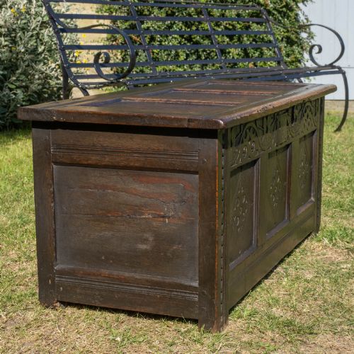 YORKSHIRE SMALL CARVED OAK PANELLED COFFER DATED 1722 - ADDITIONAL PHOTO 10