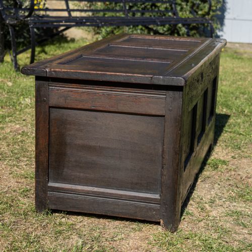 YORKSHIRE SMALL CARVED OAK PANELLED COFFER DATED 1722 - ADDITIONAL PHOTO 13