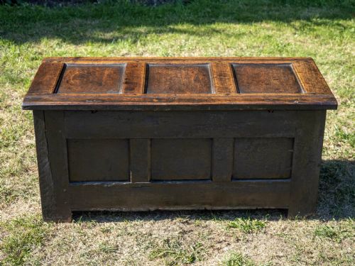 YORKSHIRE SMALL CARVED OAK PANELLED COFFER DATED 1722 - ADDITIONAL PHOTO 14