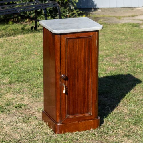 victorian marble top walnut bedside cabinet pot cupboard - CATEGORY: ANTIQUE CUPBOARDS - DATED 1870