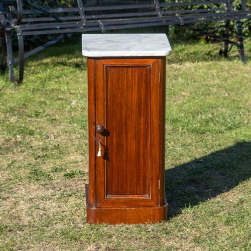 VICTORIAN MARBLE TOP WALNUT BEDSIDE CABINET POT CUPBOARD - ADDITIONAL PHOTO 1