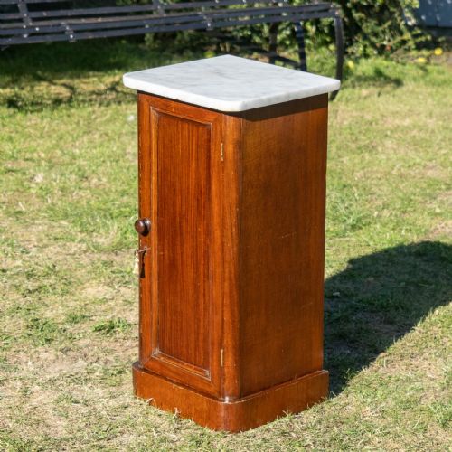 VICTORIAN MARBLE TOP WALNUT BEDSIDE CABINET POT CUPBOARD - ADDITIONAL PHOTO 2