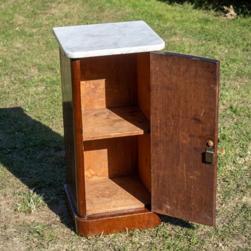 VICTORIAN MARBLE TOP WALNUT BEDSIDE CABINET POT CUPBOARD - ADDITIONAL PHOTO 3