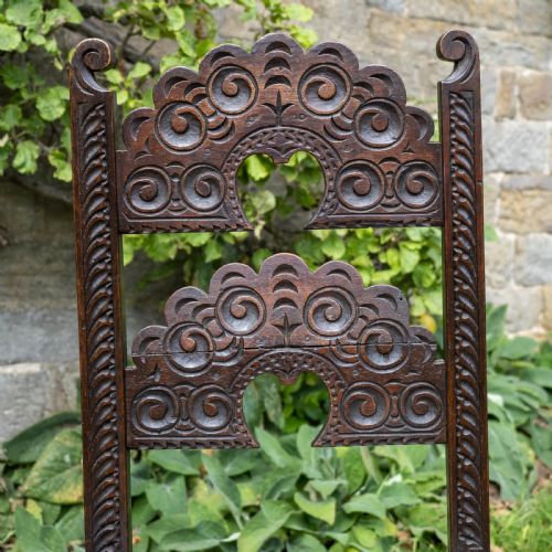 LATE C17TH OAK YORKSHIRE DERBYSHIRE CARVED CHAIR JACOBEAN CAROLEAN - ADDITIONAL PHOTO 3